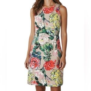 NWT ADRIANNA PAPELL Sleeveless Floral Printed Lined Zip Back Sheath Dress Size 8